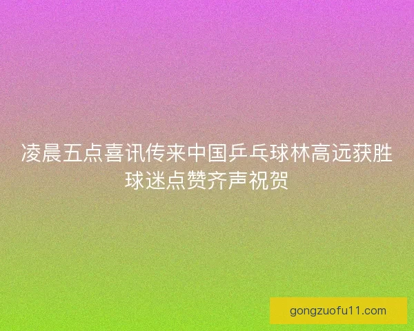 凌晨五点喜讯传来中国乒乓球林高远获胜球迷点赞齐声祝贺