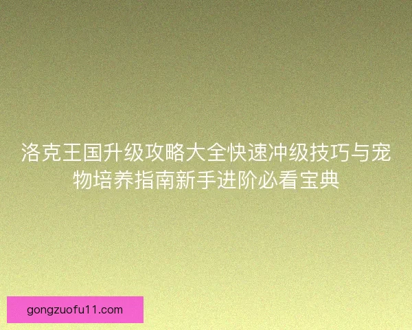 洛克王国升级攻略大全快速冲级技巧与宠物培养指南新手进阶必看宝典