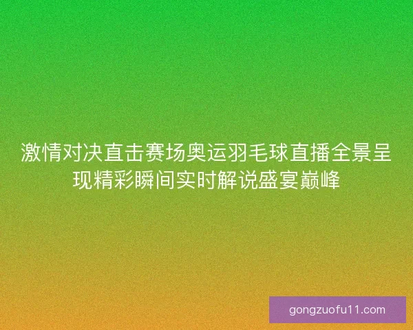 激情对决直击赛场奥运羽毛球直播全景呈现精彩瞬间实时解说盛宴巅峰